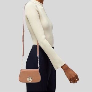 Tory Burch Tan Crossbody Bag with Gold Emblem